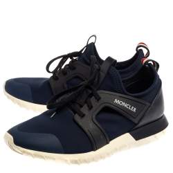 Pre Owned Moncler Blue Neoprene Emilien Lace Up Sneakers Size 44