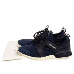Pre Owned Moncler Blue Neoprene Emilien Lace Up Sneakers Size 44