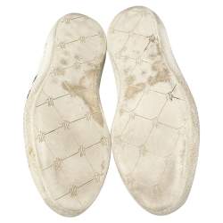 Moncler White Woven Leather Joseph Low Top Sneakers Size 44