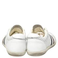 Moncler White Woven Leather Joseph Low Top Sneakers Size 44