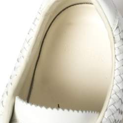 Moncler White Woven Leather Joseph Low Top Sneakers Size 44