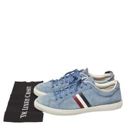 Moncler La Monaco Blue Suede Low Top Sneakers Size 43