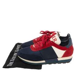 Pre Owned Moncler Tricolor Suede and Nylon Horace Low-Top Sneakers Size 42