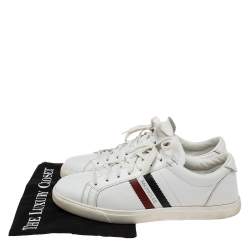 Pre Owned Moncler White Leather Low Top Sneakers Size 42
