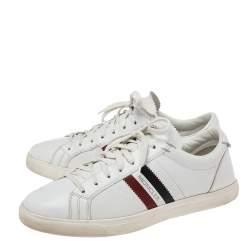 Pre Owned Moncler White Leather Low Top Sneakers Size 42