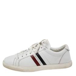 Pre Owned Moncler White Leather Low Top Sneakers Size 42