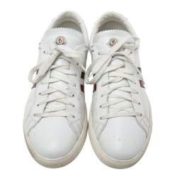 Pre Owned Moncler White Leather Low Top Sneakers Size 42