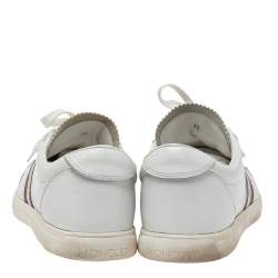 Pre Owned Moncler White Leather Low Top Sneakers Size 42