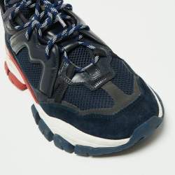 Pre Owned Moncler Navy Blue Suede And Leather Sneakers Size 42