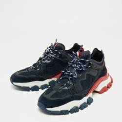 Pre Owned Moncler Navy Blue Suede And Leather Sneakers Size 42