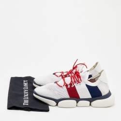 Moncler White Stretch Knit Bubble Low Top Sneakers Size 43