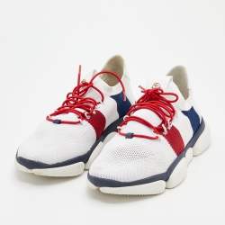 Moncler White Stretch Knit Bubble Low Top Sneakers Size 43