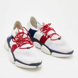 Moncler White Stretch Knit Bubble Low Top Sneakers Size 43