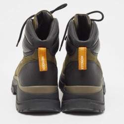 Pre Owned Moncler Green/Black Nubuck and Leather Ulderic Trek Boots Size 45