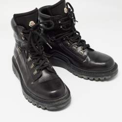 Moncler Black Lace Up Ankle Boots Size 42