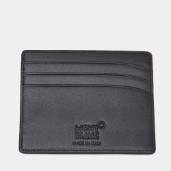 Pre Owned Montblanc Black Meisterstuck Classique Resin Leather Gold Tone Pen Card Holder Set