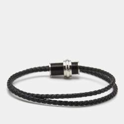 مملوكة مسبقًا Montblanc Leather Two Tone Metal Bracelet