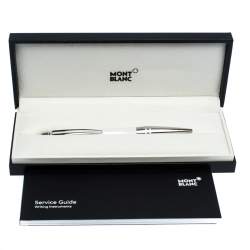 Pre Owned Montblanc StarWalker White Ceramic Doué Silver Tone Ballpoint Pen