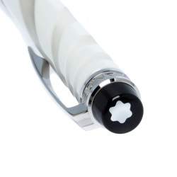 Pre Owned Montblanc StarWalker White Ceramic Doué Silver Tone Ballpoint Pen
