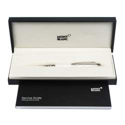 Pre Owned Montblanc StarWalker White Ceramics Doué Silver Tone Ballpoint Pen