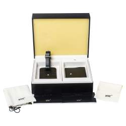 Pre Owned Montblanc Black Leather Meisterstuck Card Holder and Luggage Tag Set