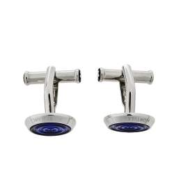 Pre Owned Montblanc Stainless Steel Blue Resin Urban Spirit Round Cufflinks