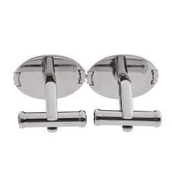مملوكة مسبقًا Montblanc Stainless Steel & Black Onyx Oval Cufflinks