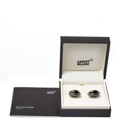 مملوكة مسبقًا Montblanc Stainless Steel & Black Onyx Oval Cufflinks