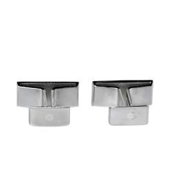 Pre Owned Montblanc Brushed Stainless Steel 'M' Rectangular Cufflinks
