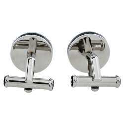 Pre Owned Montblanc Silver Tone & Blue Glass Round Star Cufflinks