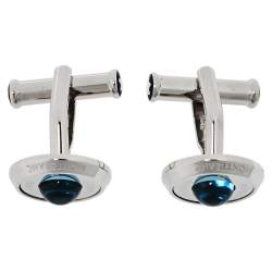 Pre Owned Montblanc Stainless Steel & Blue Sunstone Urban Spirit Round Cufflinks