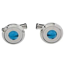 Pre Owned Montblanc Stainless Steel & Blue Sunstone Urban Spirit Round Cufflinks