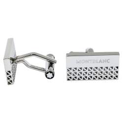 Pre Owned Montblanc Silver Tone Skeleton Graphic Rectangular Cufflinks