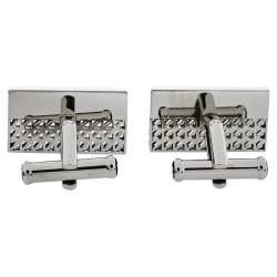 Pre Owned Montblanc Silver Tone Skeleton Graphic Rectangular Cufflinks