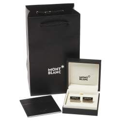 Pre Owned Montblanc Silver Tone Skeleton Graphic Rectangular Cufflinks