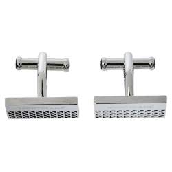 Pre Owned Montblanc Silver Tone Skeleton Graphic Rectangular Cufflinks