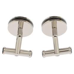 Pre Owned Montblanc Silver Tone & Blue Glass Round Star Cufflinks