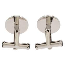 Pre Owned Montblanc Stainless Steel Blue Resin Urban Spirit Round Cufflinks