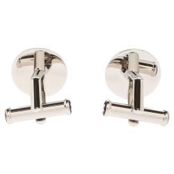 Pre Owned Montblanc Stainless Steel & Blue Sunstone Urban Spirit Round Cufflinks