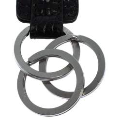 Pre Owned مفتاح فوب مون بلان ميسترستوك جلد نقش تمساح أسود