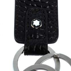 Pre Owned مفتاح فوب مون بلان ميسترستوك جلد نقش تمساح أسود