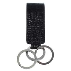 Pre Owned Montblanc Black Croc Embossed Leather Meisterstuck Key Fob