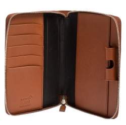 Pre Owned Montblanc Brown Leather Zip Around Agenda Organizer