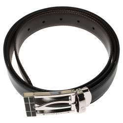 Pre Owned Montblanc Black/Brown Leather Contemporary Line Reversible Belt 110CM