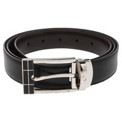 Pre Owned Montblanc Black/Brown Leather Contemporary Line Reversible Belt 110CM