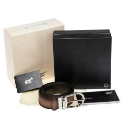 Montblanc Ombre Brown Suede and Leather Casual Line Buckle Cut to Size Belt 