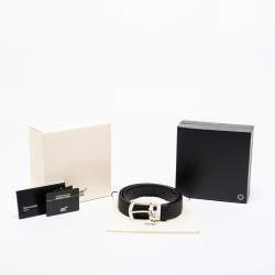 Montblanc Black Textured Leather Cut to Size Buckle Belt 