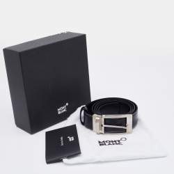 Pre Owned Montblanc Black Leather Buckle Belt 110 CM