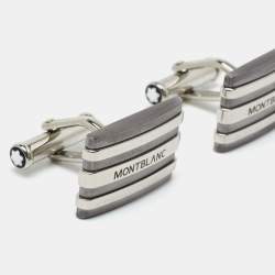 Montblanc Meisterstuck Stainless Steel Gunmetal Tone Rectangular Cufflinks