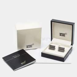Montblanc Meisterstuck Stainless Steel Gunmetal Tone Rectangular Cufflinks